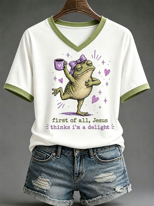 Women's 'Jesus Thinks I'm A Delight' Printed Casual T-Shirt