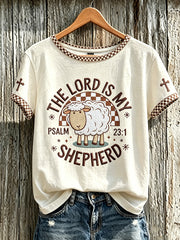 Women's Faith Pattern Printed Leisure Round Neck Short Sleeve T-shirt