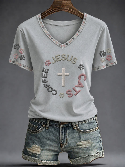 Women's Faith Printed V-neck T-shirt