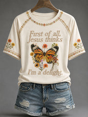 Women's 'Jesus Thinks I'm A Delight' Printed Casual T-Shirt