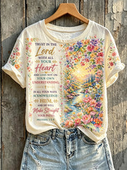 Women's Trust in the Lord With All Your Heart Print Short-sleeved T-shirt