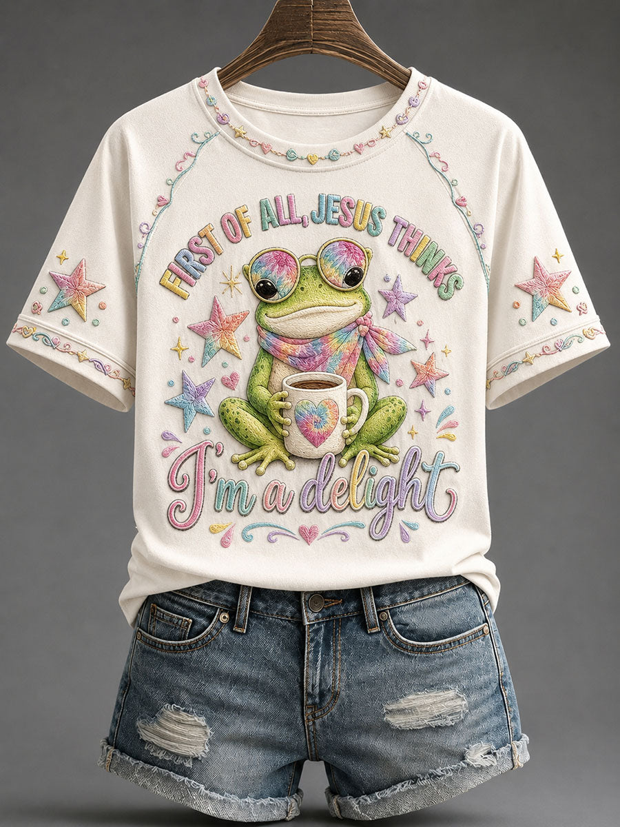 Women's 'Jesus Thinks I'm A Delight' Printed Casual T-Shirt