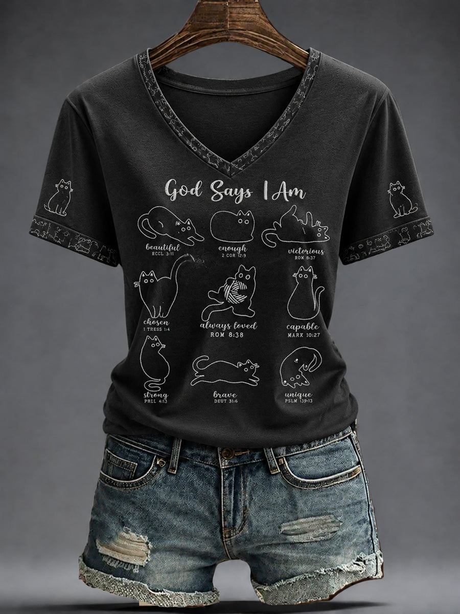 Women's Faith Printed V-neck T-shirt