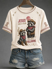 Women's 'Jesus Has A Plan I'm Just Following' Printed Casual T-Shirt