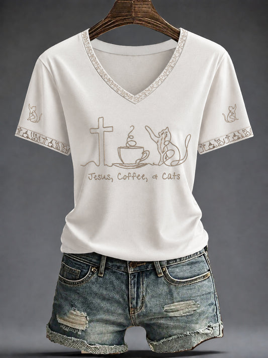 Women's Faith Printed V-neck T-shirt