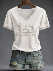 Women's Faith Printed V-neck T-shirt