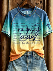 Women's No Dusty Bibles Faithful Words Gradient Color Print short sleeve T-shirt