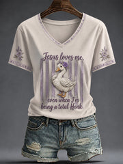 Women's Faith Printed V-neck T-shirt