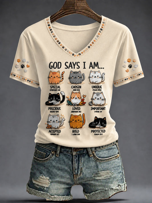 Women's Faith Printed V-neck T-shirt