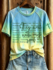 Women's It Is Well With My Soul Faithful Words Gradient Color Print short sleeve T-shirt