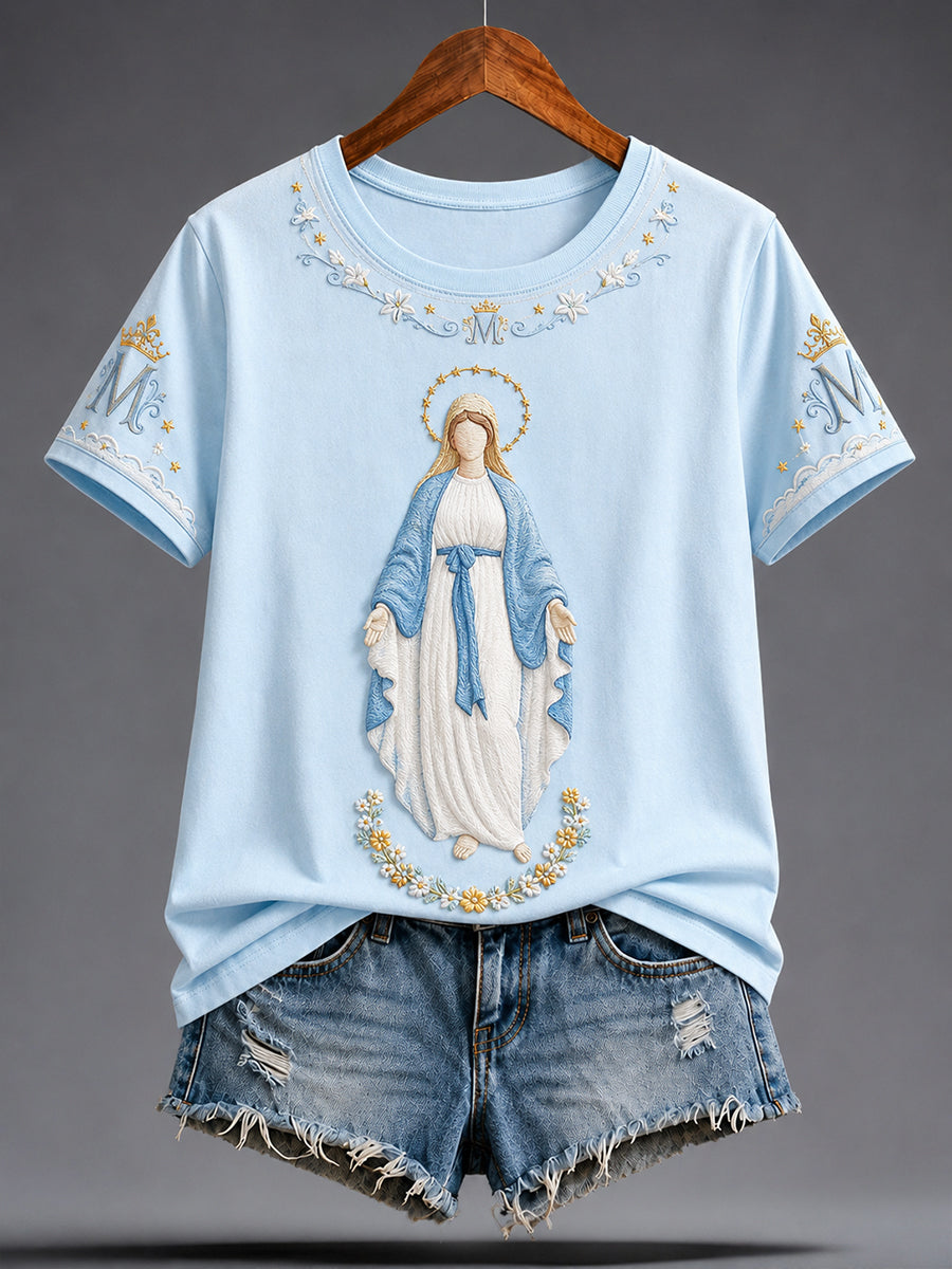Women's Assumption of Mary Faith  Art Printed T-shirt