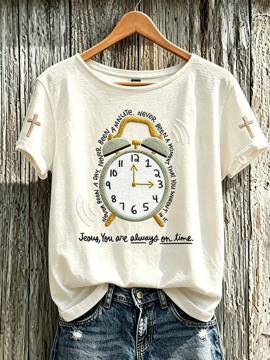 Women's Faith Slogan Pattern Printed Leisure Round Neck Short sleeve T-shirt
