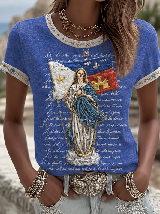 Women's Assumption of Mary Faith  Art Printed T-shirt