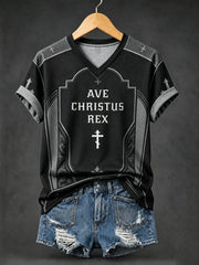 Women's Faith Jesus Printed V-neck T-shirt
