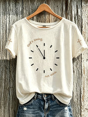 Women's Faith Slogan Pattern Printed Leisure Round Neck Short sleeve T-shirt