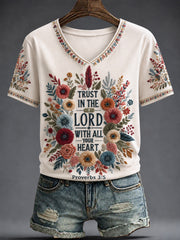 Women's Faith Printed V-neck T-shirt