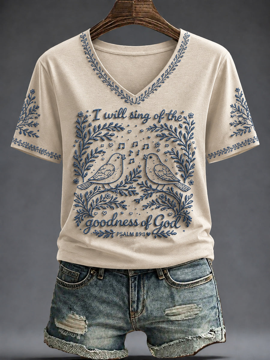 Women's Faith Printed V-neck T-shirt