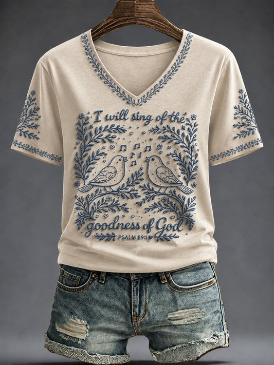 Women's Faith Printed V-neck T-shirt