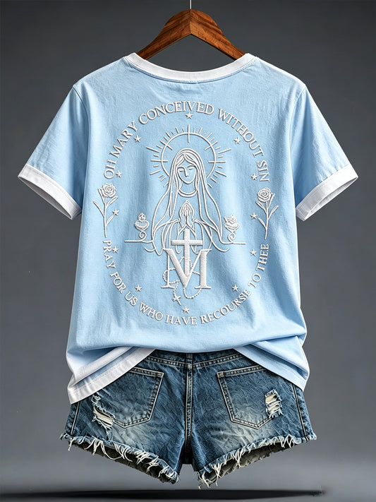 Women's Assumption of Mary Faith  Art Printed T-shirt