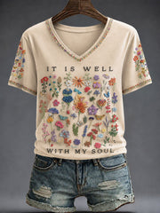 Women's Faith Printed V-neck T-shirt