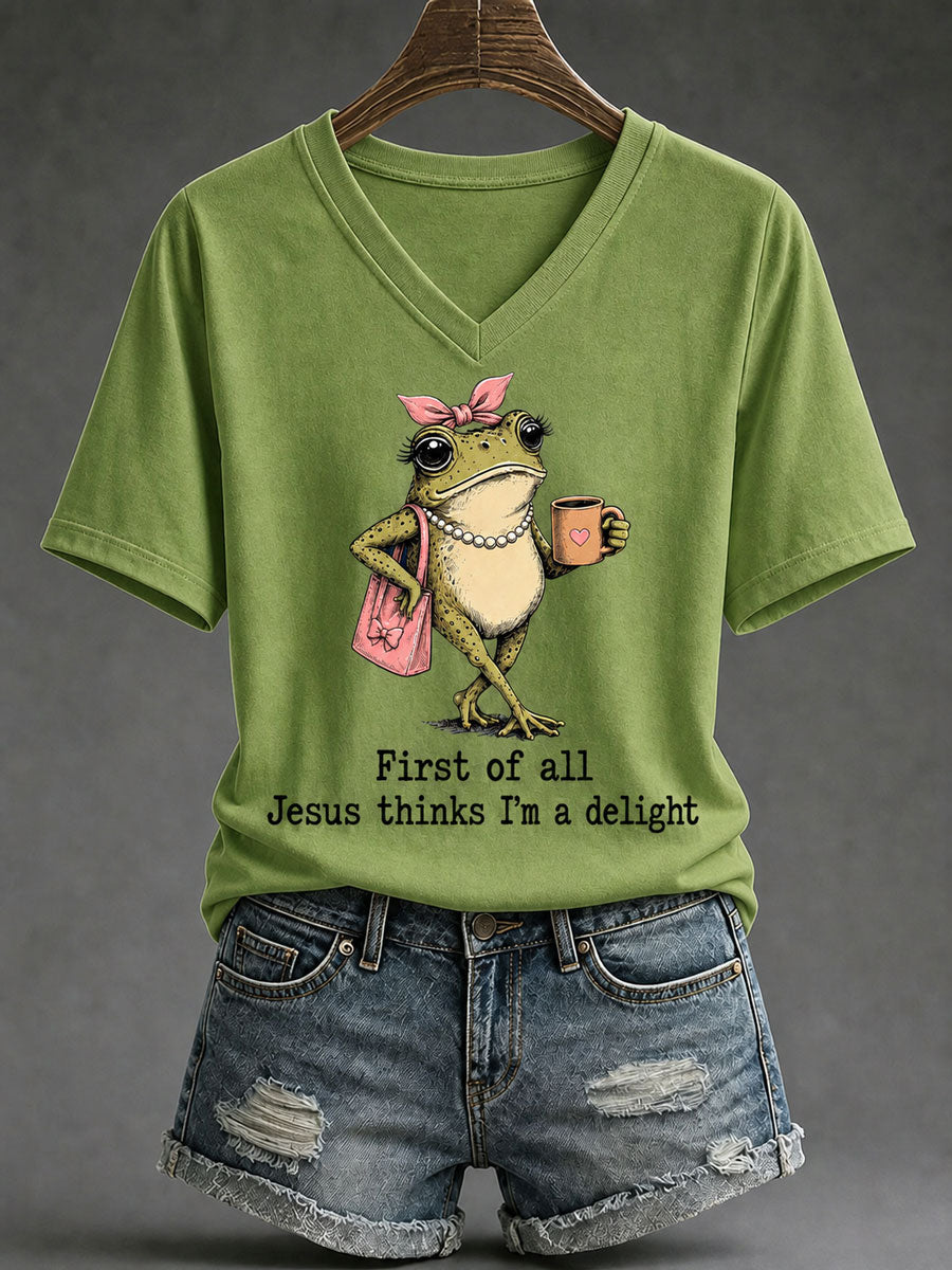 Women's 'Jesus Thinks I'm A Delight' Printed Casual T-Shirt