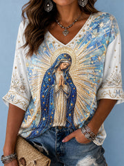 Women's Assumption of Mary Faith  Art Printed T-shirt