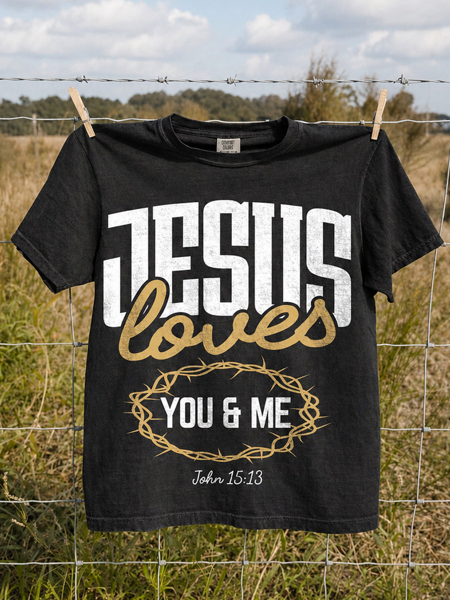 Men's Christian Jesus Loves You and Me Short Sleeve T-shirt