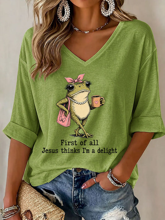 Women's 'Jesus Thinks I'm A Delight' Printed Casual T-Shirt