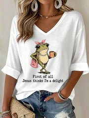 Women's 'Jesus Thinks I'm A Delight' Printed Casual T-Shirt
