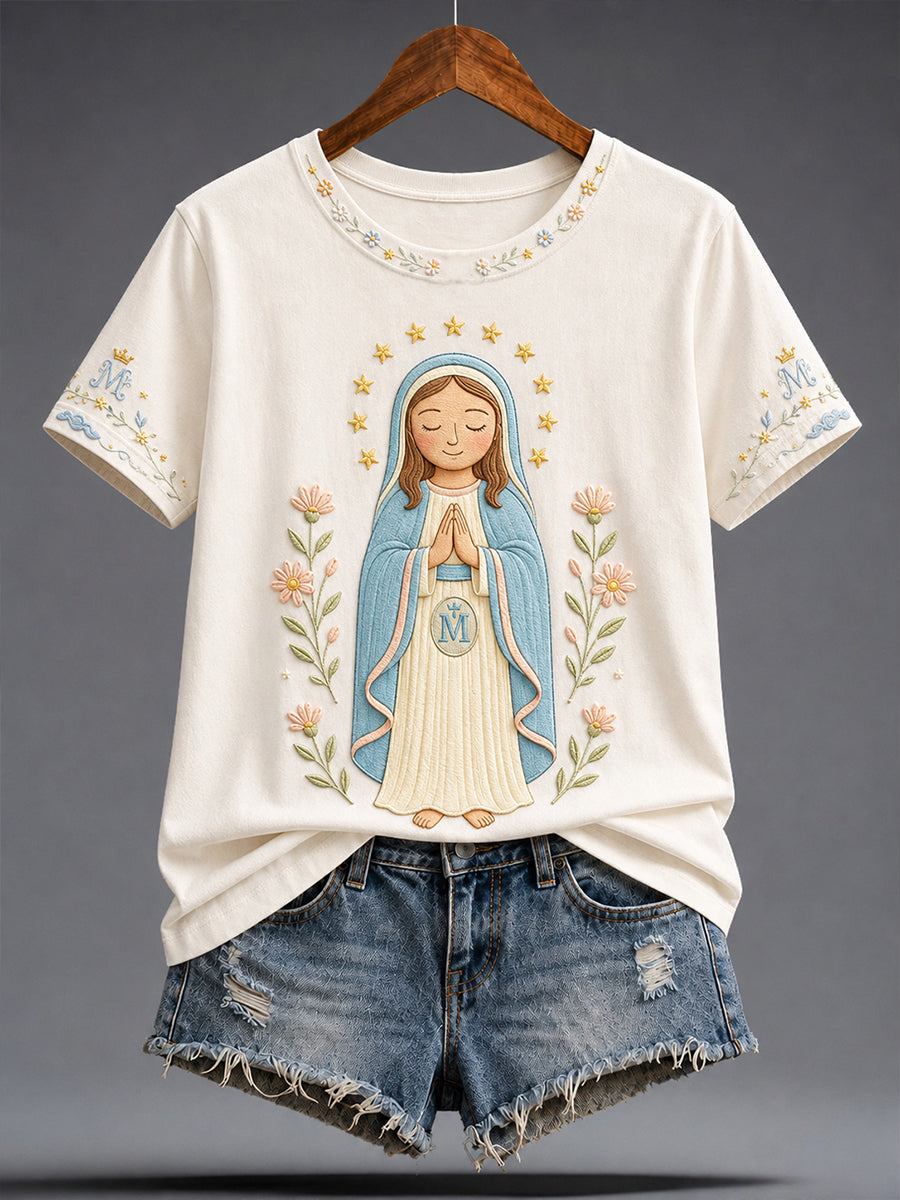 Women's Assumption of Mary Faith  Art Printed T-shirt