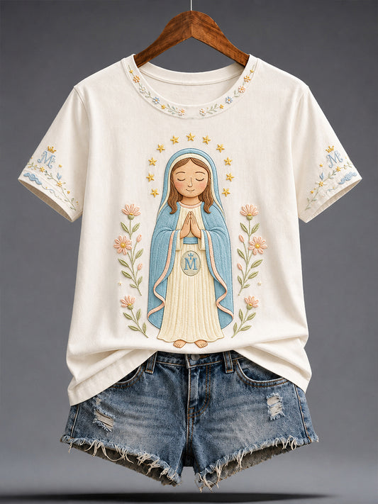 Women's Assumption of Mary Faith  Art Printed T-shirt