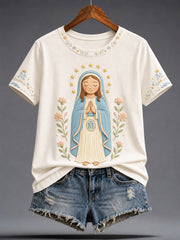 Women's Assumption of Mary Faith  Art Printed T-shirt