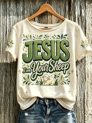 Women's Faith Slogan Pattern Printed Leisure Round Neck Short sleeve T-shirt