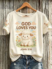 Women's Faith Slogan Pattern Printed Leisure Round Neck Short sleeve T-shirt