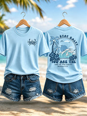 Women's Stay Salty You Are The Salt Of The Earth Print Casual Tee