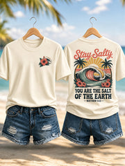 Women's Stay Salty You Are The Salt Of The Earth Print Casual Tee