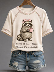 Women's Funny Raccoon Print Casual T-Shirt