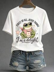 Women's 'Jesus Thinks I'm A Delight' Printed Casual T-Shirt