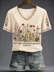Women's Faith Printed V-neck T-shirt