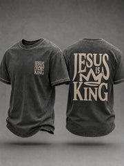 Men's  Christian Jesus Is King Cross Short-sleeved T-shirt