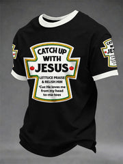 Men's Catch Up With Jesus Print Casual Tee