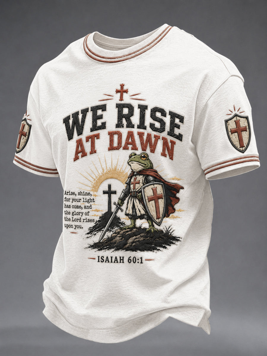 Men's Christian We Rise At Dawn Cross Short Sleeve T-shirt