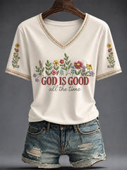 Women's Faith Printed V-neck T-shirt