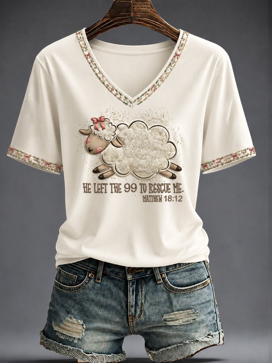 Women's Faith Printed V-neck T-shirt