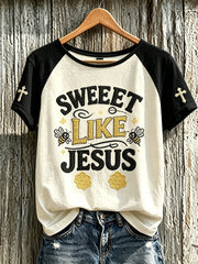Women's Faith Slogan Pattern Printed Leisure Round Neck Short sleeve T-shirt