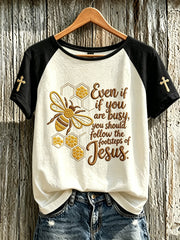 Women's Faith Slogan Pattern Printed Leisure Round Neck Short sleeve T-shirt