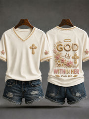 Women's 'God Is Within Her She Will Not Fall 'Printed Casual T-shirt