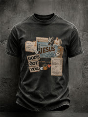 Men's Jesus Print Casual T-Shirt