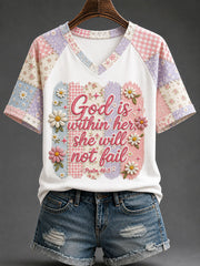 Women's 'God Is Within Her She Will Not Fall 'Printed Casual T-shirt